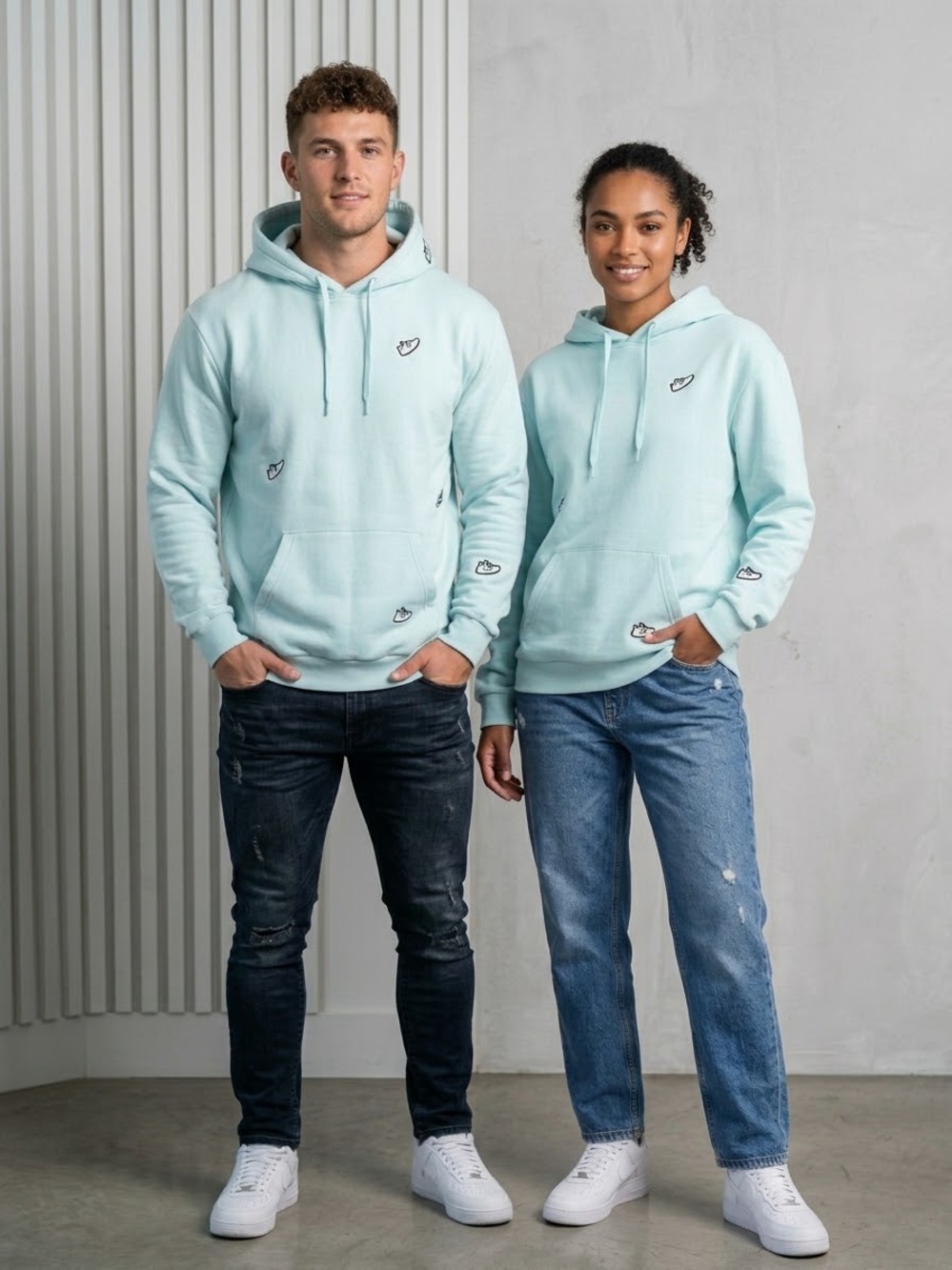 adidas Originals Undeniable Hoodie Aqua Blue Sneaker Print Unisex S / M